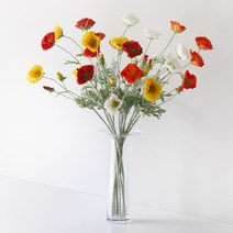 블루밍앤미 조화 양귀비 8부쉬 + 플레이트 화병세트 L, 혼합색상