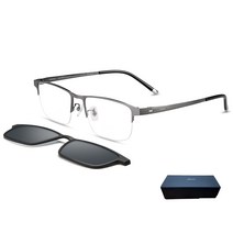 지프 선글라스 겸용 티타늄 안경 RT7067L3 + 편광 클립 + 케이스, 건메탈(프레임), 스모크(클립렌즈)