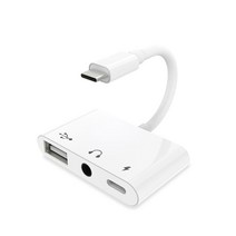 호후 3in1 C타입 오디오 OTG 충전 젠더 017+ 3.5mm, 화이트, 1개
