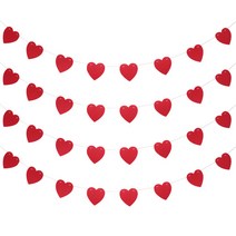 리빙다 펠트 하트 가랜드 4p, 레드