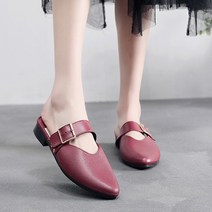 마켓에이 여성용 가죽 메리제인 버클 뮬 블로퍼