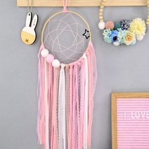 드림캐쳐 헤어핀 홀더 정리함 + 고리, 핑크