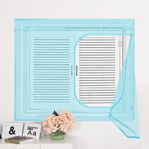 다샵 창문형 지퍼식 모기장 + 찍찍이테이프 6p + 오픈고정자석 4p, 블루(모기장), 랜덤 발송(자석)