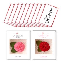 카네이션 브로치 2종 + 메시지 캘리 카드 10p, 항상고맙, 1세트