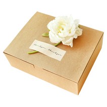 도나앤데코 블룸 직사각 상자 대 3p + 아린 땡큐스티커 3p + 작약 장식꽃 3p 세트, 상자(크라프트), 스티커(혼합색상), 장식꽃(크림화이트), 1세트