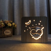 24시 원목 올빼미 LED 무드등 A10