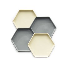 크리미 육각접시 중, 1세트, 접시 아이보리 2p + 그레이 2p, 아이보리,그레이