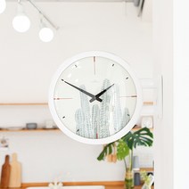 타임데코 모던 양면벽시계, 선인장화이트
