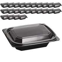 블랙 직사각 1칸 일회용 도시락 PET-202, 1개입, 25개