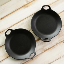 칠린 멜라민웨어 원형핸들 플레이트세트 블랙 대, 1세트, 플레이트 2p