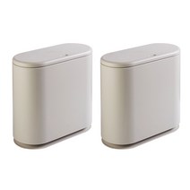 블럭마트 주방 욕실 타원형 프레스형 쓰레기통, 그레이, 2개