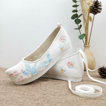 올나인 여성용 전통 자수 스트랩 포인트 한복신발