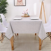 블럭마트 코튼 린넨 직사각형 단색 테이블 매트, 라이트그레이, 6인(130 x 160 cm)