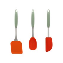 제니얼 마노 조리도구 3종 세트 J타입, 스테인레스 실버 + 그린