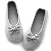 쿠션 코튼 리본 덧신 거실 실내화, 그레이