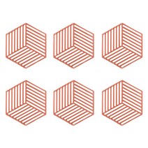헥사곤 PVC 스트라이프 코스터 6p, 레드