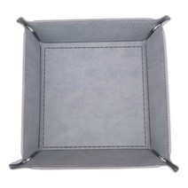 콩 K Items 가죽 사각 접이식 다용도 트레이, 그레이, 1개