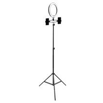 GUNU LED 개인방송 평면 링 라이트 26cm + 360도 회전 브라켓 + 휴대폰 클립 2p + 듀얼 브라켓 + 삼각대 210cm + 파우치 세트, 1세트