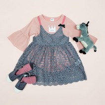 일라엘 여아용 레이스 슬립 원피스