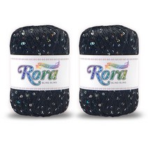 로라 스팽글 뜨개실 55g x 2p, 블랙(6023), 2개