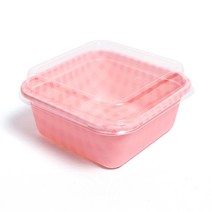 체크 정사각 일회용 도시락 핑크, 1개입, 100개