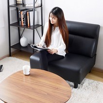 블루밍홈 인더 인조가죽 1인용 소파, 블랙