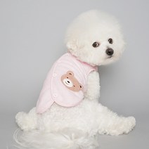 베어 수면조끼 실내 강아지 옷, 핑크