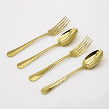 이프 티타늄 디너용 스푼 포크 세트, 골드, 스푼 2p + 포크 2p