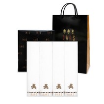 닥스 테디베어 세면타월 170g 30수 면사 4p + 쇼핑백, 화이트, 1세트