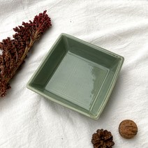 사푼 도자기 각잡힌 접시, 쑥색