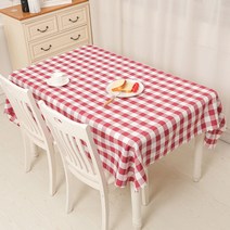 알럽홈 컬러체크 웨이브 정사각형 식탁보, 와인, 140 x 140 cm