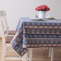 알럽홈 에스닉 패턴 정사각형 식탁보, 블루, 120 x 120 cm
