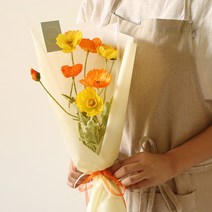 더플라워마켓 실크플라워 양귀비꽃다발 + 메시지, 옐로우(꽃), 05생일축하-2(메시지)