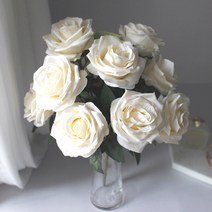 조화 성묘 가을 인테리어 큰송이 장미 부쉬 L6, 아이보리