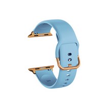 비쉐르 애플워치 1 골드 버클 라운드 V2 실리콘 밴드 스트랩 38mm, 라이트블루, 1개