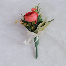 릴리드레스 부토니에 셀프웨딩 조화 장식 LFBT08, 코랄 레드