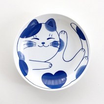 블루고양이 접시 14cm, 4개, 단품