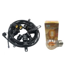 원스탑 스트링라이트 16m 15구 옥상 루프탑 조명, 블랙