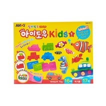 아모스 아이도우 키즈 1 컬러점토 16색   찍기틀 17종, 혼합색상, 1세트