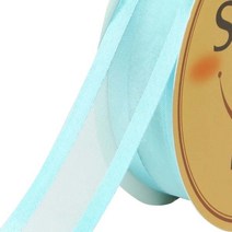 스마일리본 양단 오간디리본 15mm, 옥색, 45m