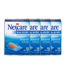 3M 넥스케어 숨쉬는 방수밴드 투명 일반형 10매, 4개