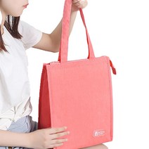 심플 컬러 디자인 옥스포드 알루미늄 도시락 가방 핑크, 1개