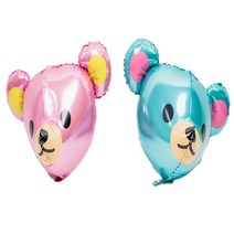 파티야놀자 캐릭터 4D 쿠마풍선 2종 세트, 블루, 핑크, 1세트