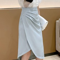 페이퍼먼츠 우아한 옆 트임 언발 A 라인 미디 스커트 13763