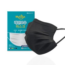 마이데이즈 MB필터 레인보우 일회용 컬러 덴탈 마스크 중형 M, 3개입, 10개, 티타늄 블랙