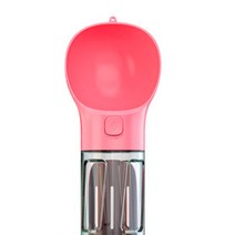 써티이얼즈 강아지 휴대용 간식통 내장 물병 배변키트 300ml, 핑크, 1개