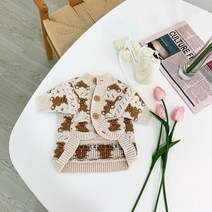 유앤펫 반려동물 곰돌이 니트 가디건, 아이보리