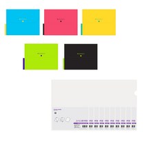에코청운 PP 3분류 도큐먼트 파일 5p + 칼라칩 L홀더 10p, 분홍, 노랑, 연두, 하늘, 검정(도큐먼트), 투명(L홀더), 1세트