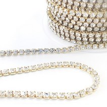 비즈라이프 큐빅 체인 촘촘 줄난 네일 스톤 2mm x 10m, 1개, 금도금