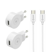 리큐엠 분리형 핸드폰 고속충전기 or-tuqc30 + 케이블 QC3000, 화이트, 2개